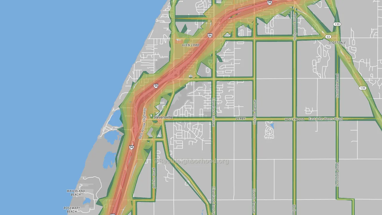 Stevensville, MI Map of Noise Levels in Stevensville