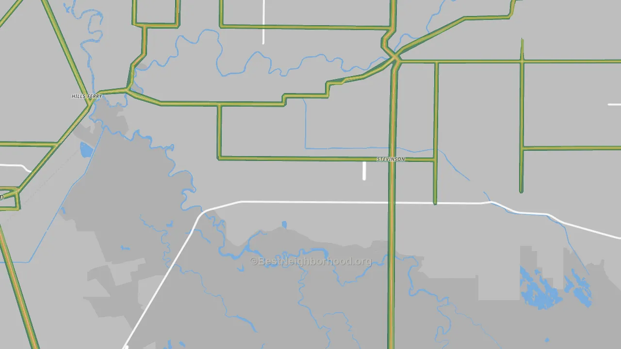 Stevinson, CA Map of Noise Levels in Stevinson