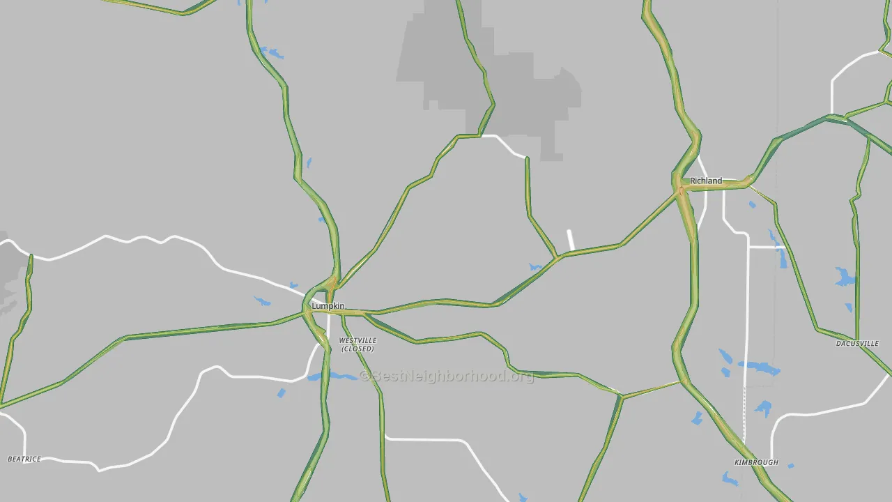 Stewart County, GA Map of Noise Levels in Stewart County
