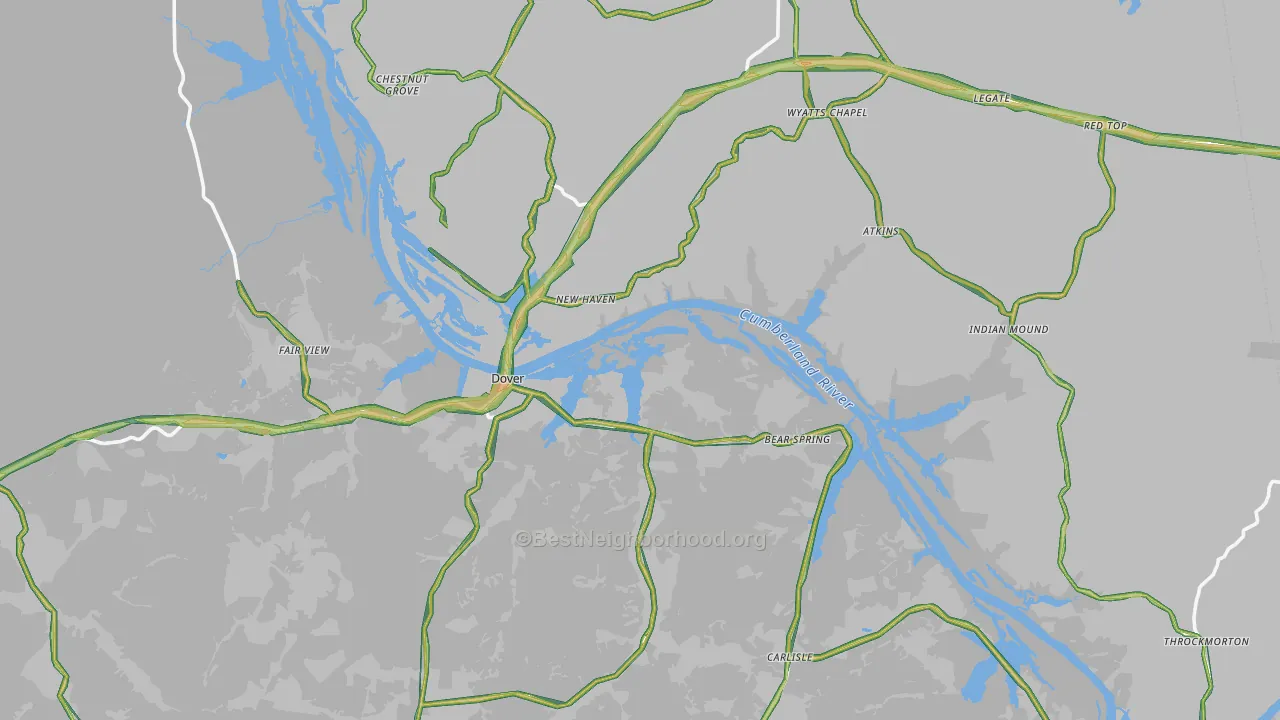 Stewart County, TN Map of Noise Levels in Stewart County
