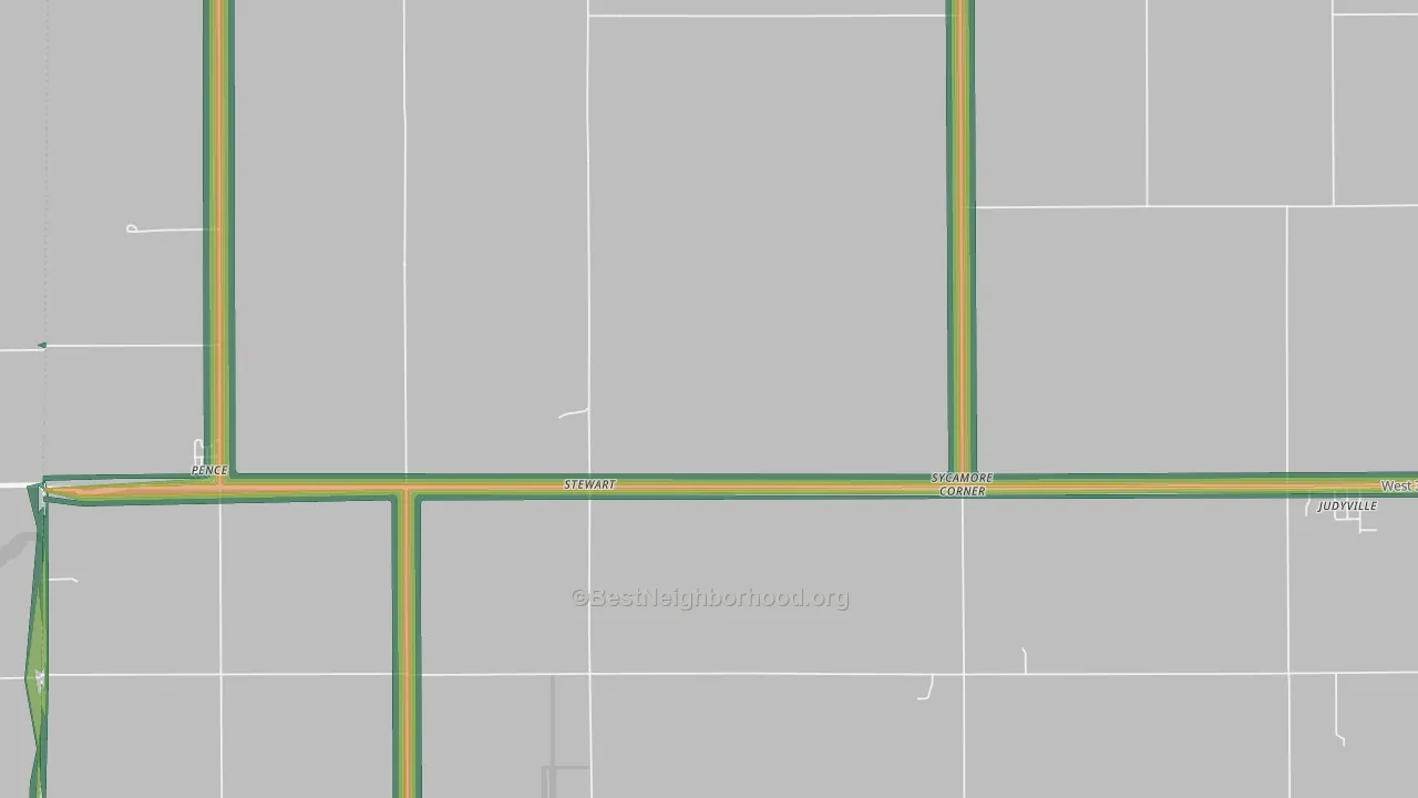 Stewart, IN Map of Noise Levels in Stewart