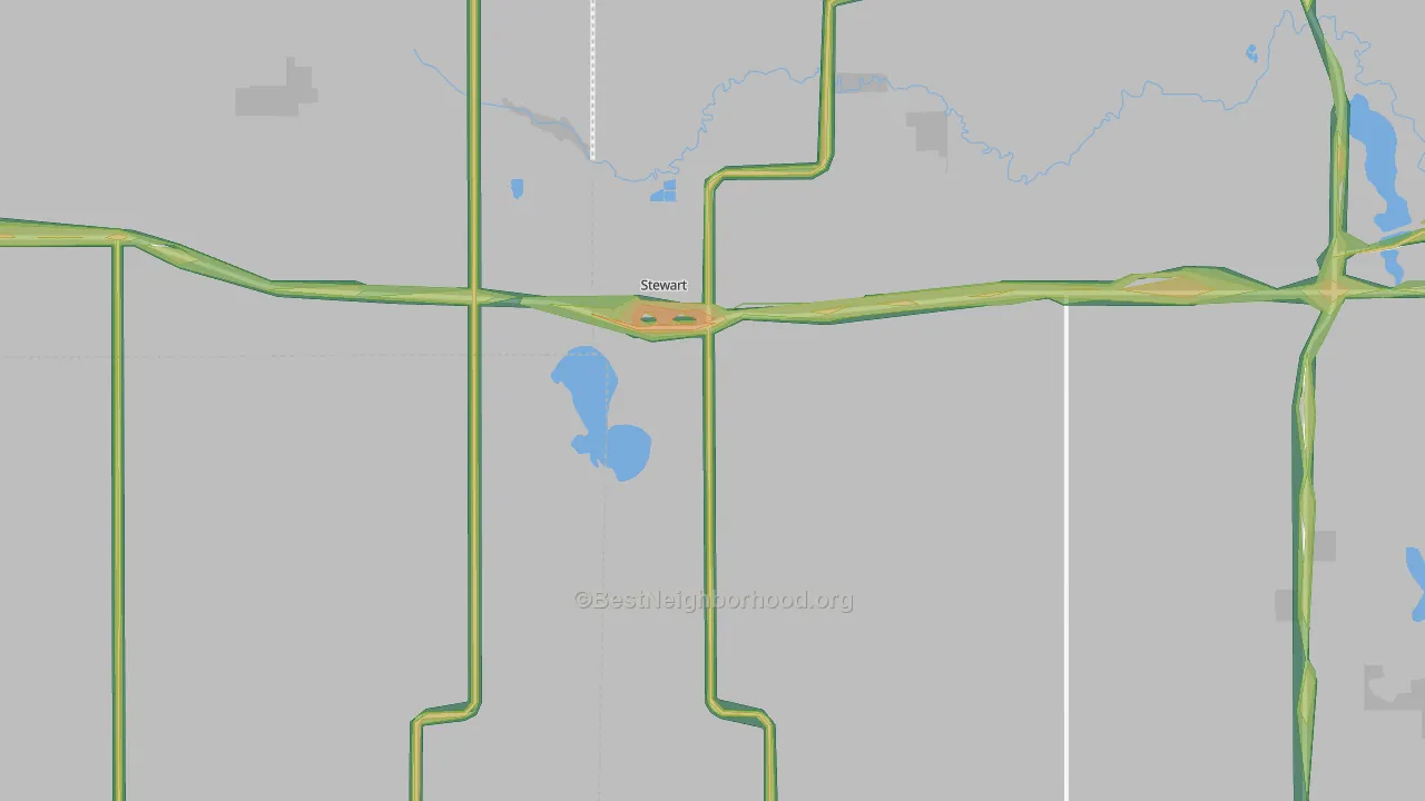 Stewart, MN Map of Noise Levels in Stewart