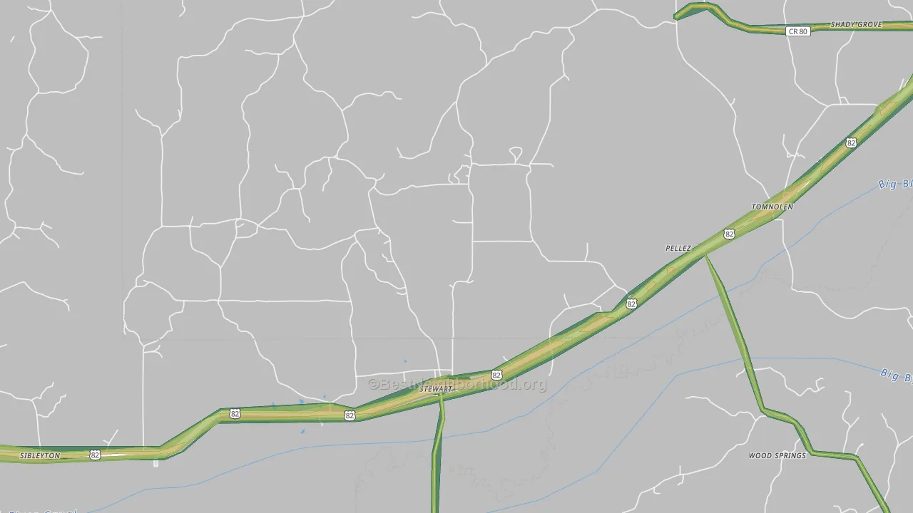 Stewart, MS Map of Noise Levels in Stewart