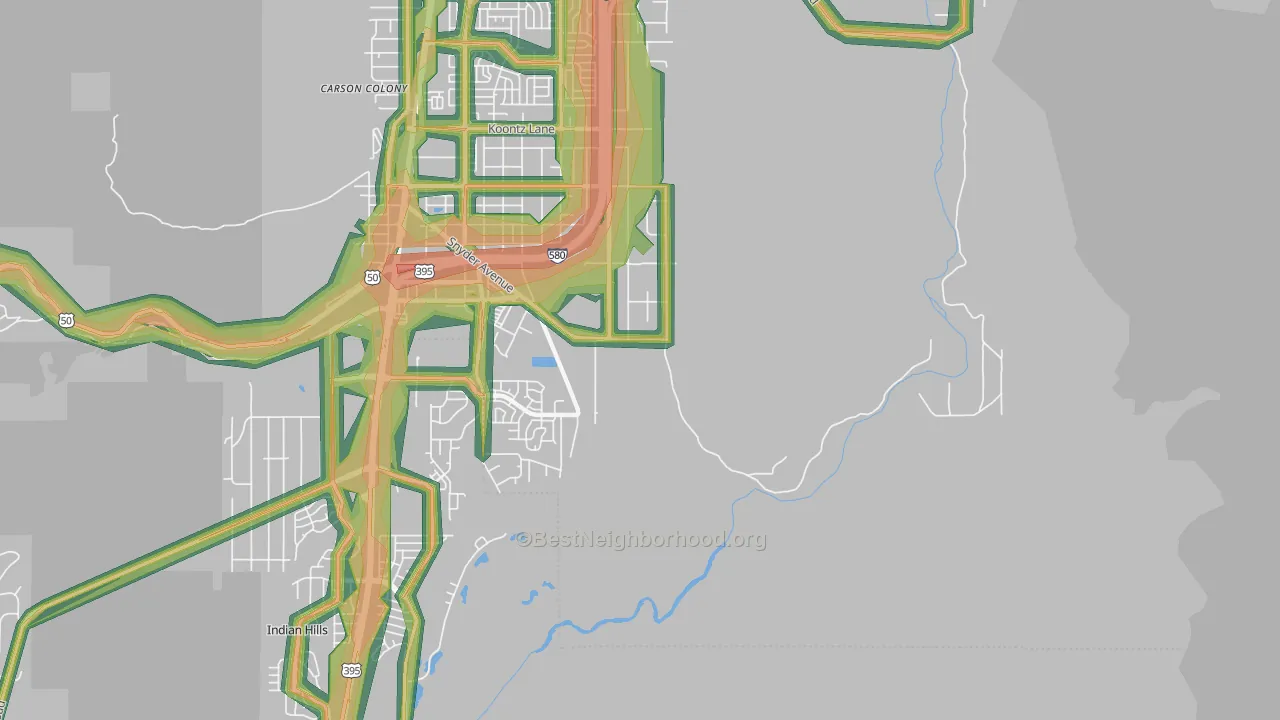 Stewart, NV Map of Noise Levels in Stewart