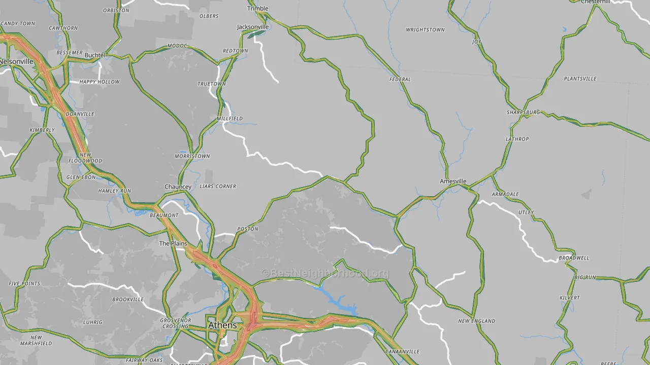 Stewart, OH Map of Noise Levels in Stewart