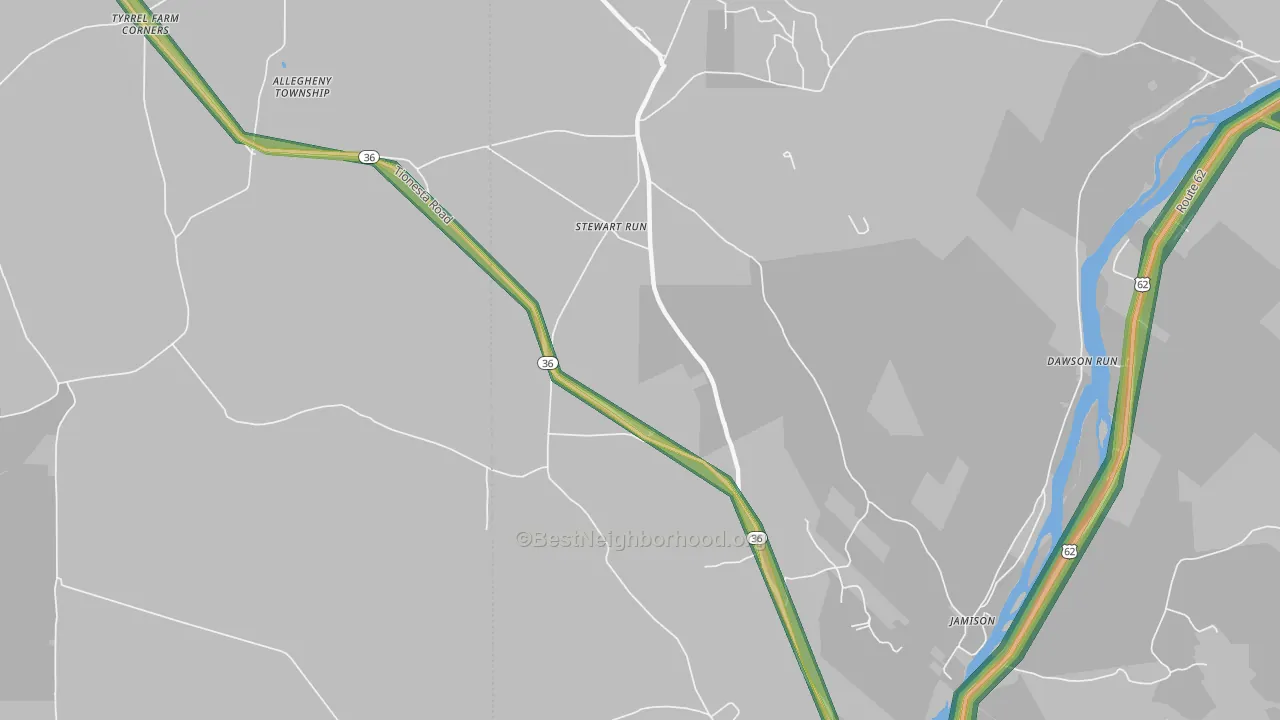 Stewart Run, PA Map of Noise Levels in Stewart Run