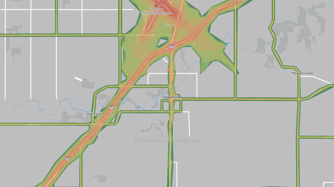 Stewartville, MN Map of Noise Levels in Stewartville
