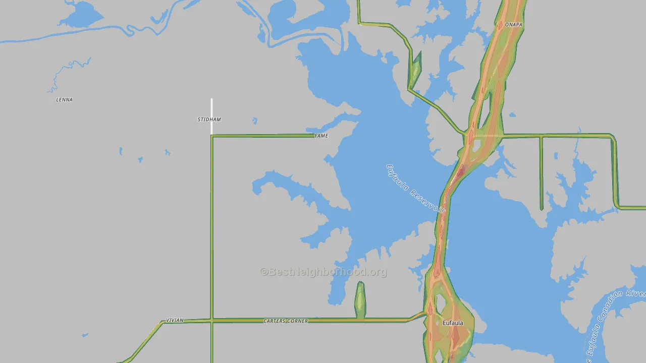 Stidham, OK Map of Noise Levels in Stidham