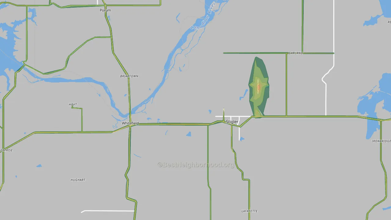 Stigler, OK Map of Noise Levels in Stigler