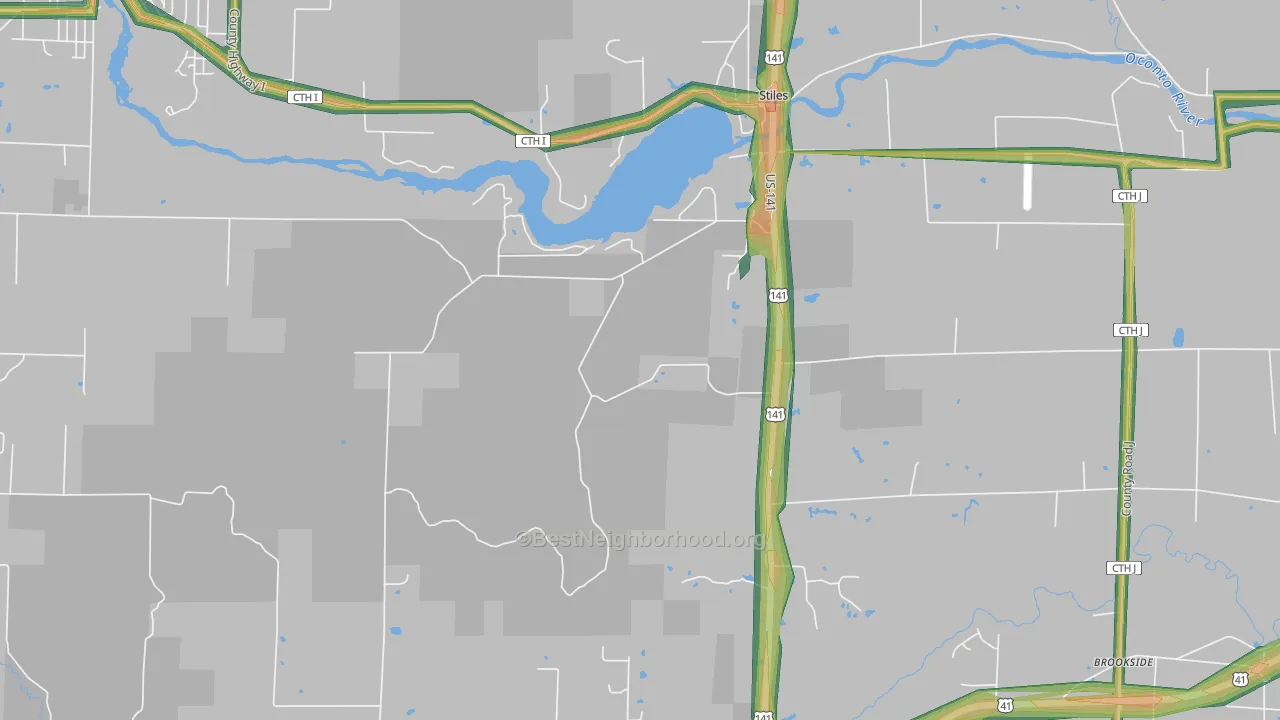 Stiles, WI Map of Noise Levels in Stiles