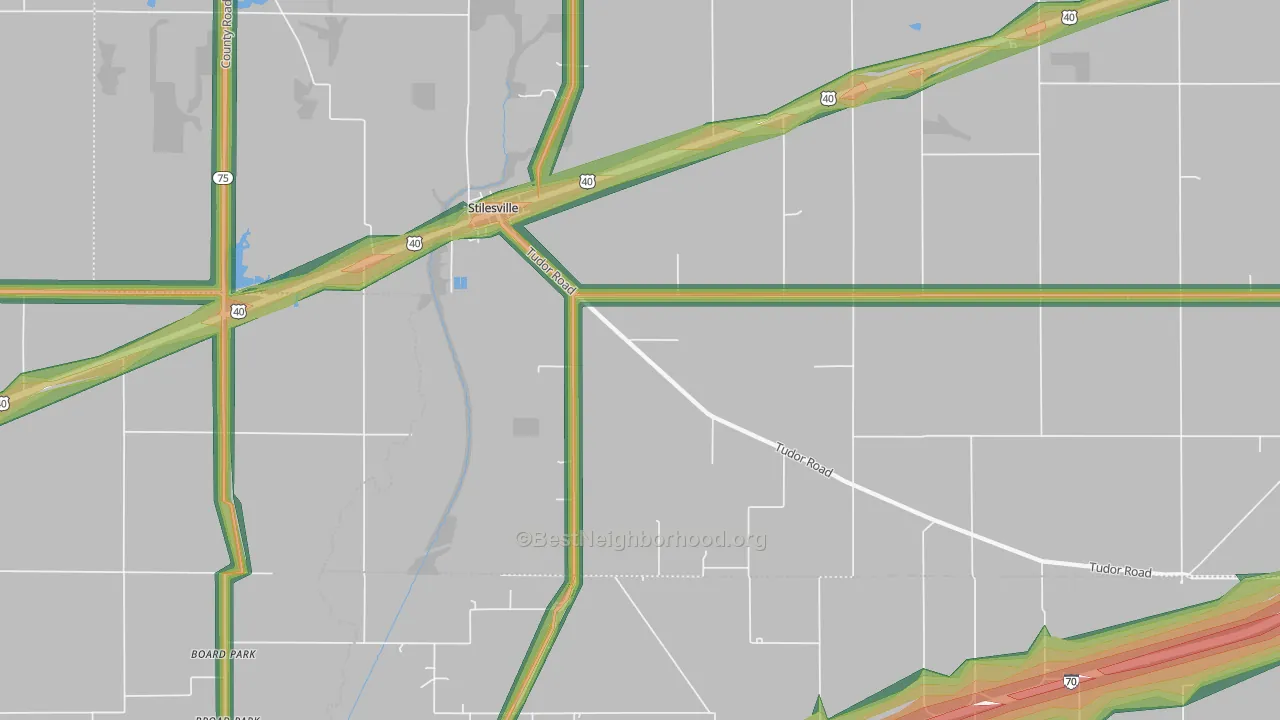 Stilesville, IN Map of Noise Levels in Stilesville