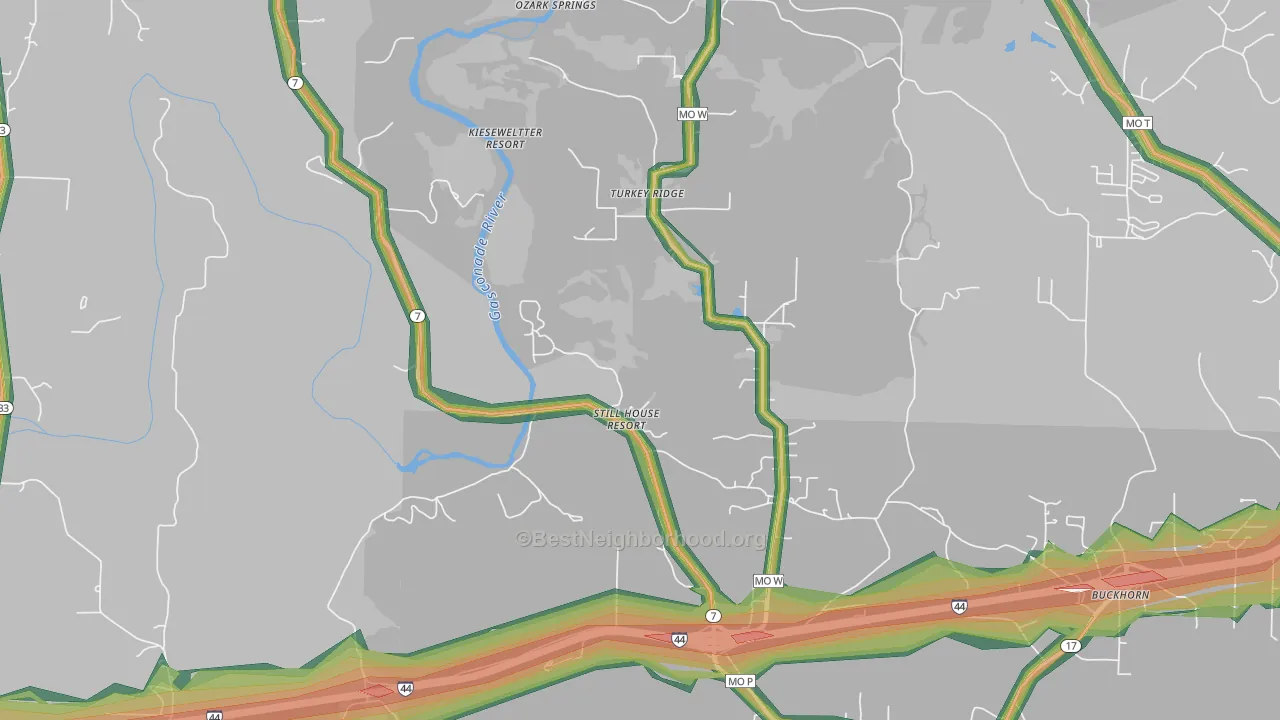 Stillhouse Springs, MO Map of Noise Levels in Stillhouse Springs