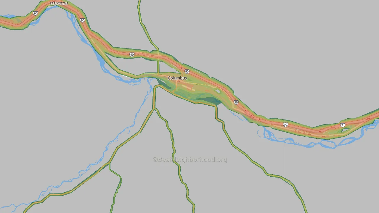 Stillwater County, MT Map of Noise Levels in Stillwater County
