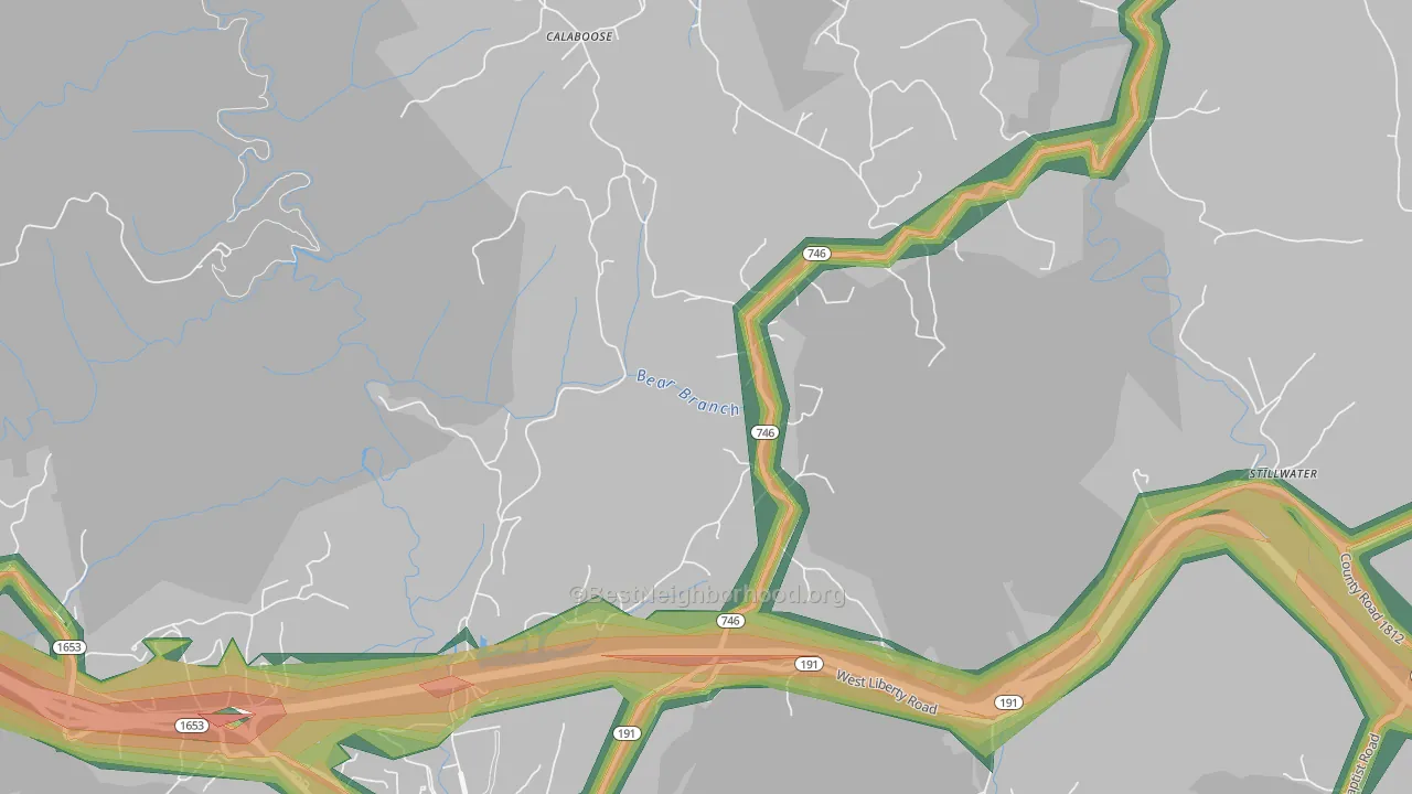Stillwater, KY Map of Noise Levels in Stillwater