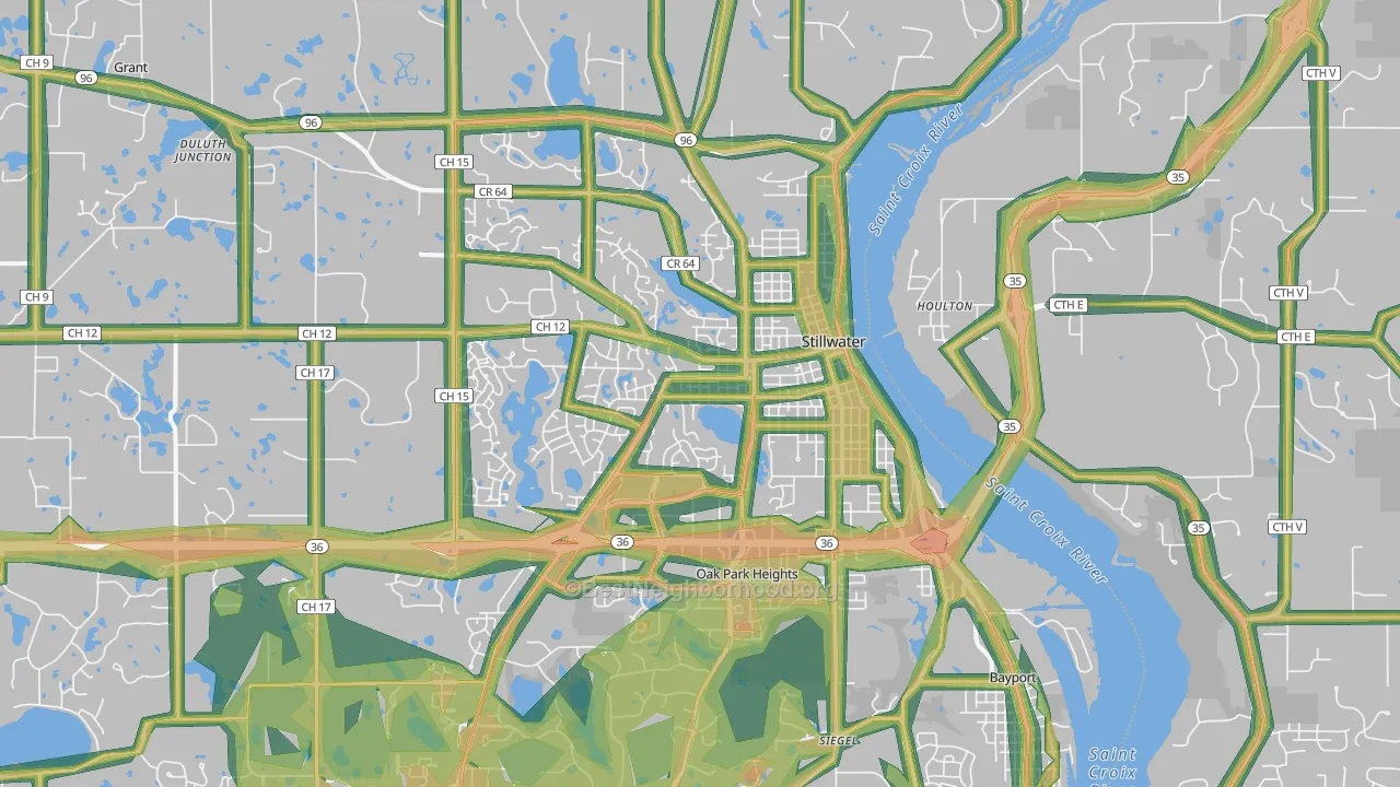 Stillwater, MN Map of Noise Levels in Stillwater