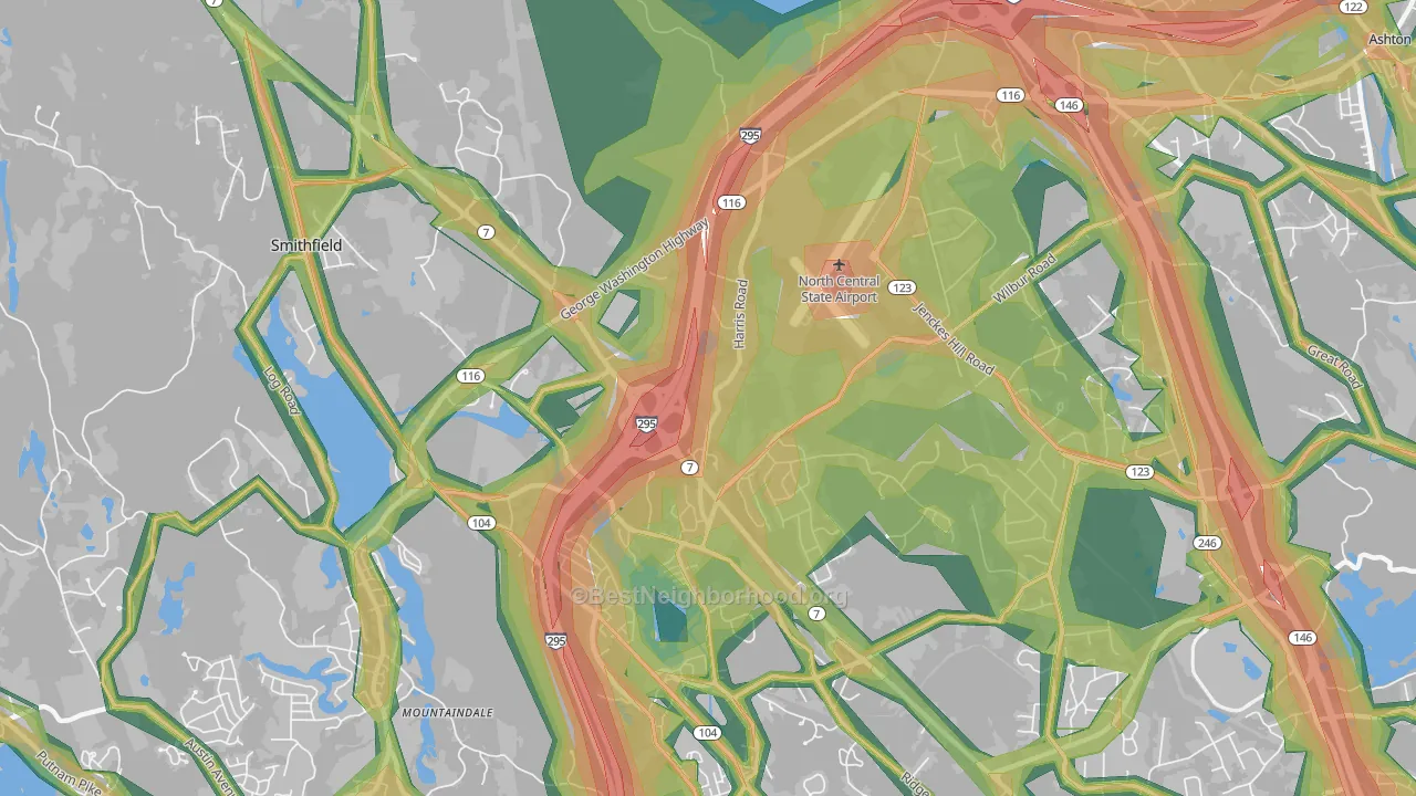 Stillwater, RI Map of Noise Levels in Stillwater