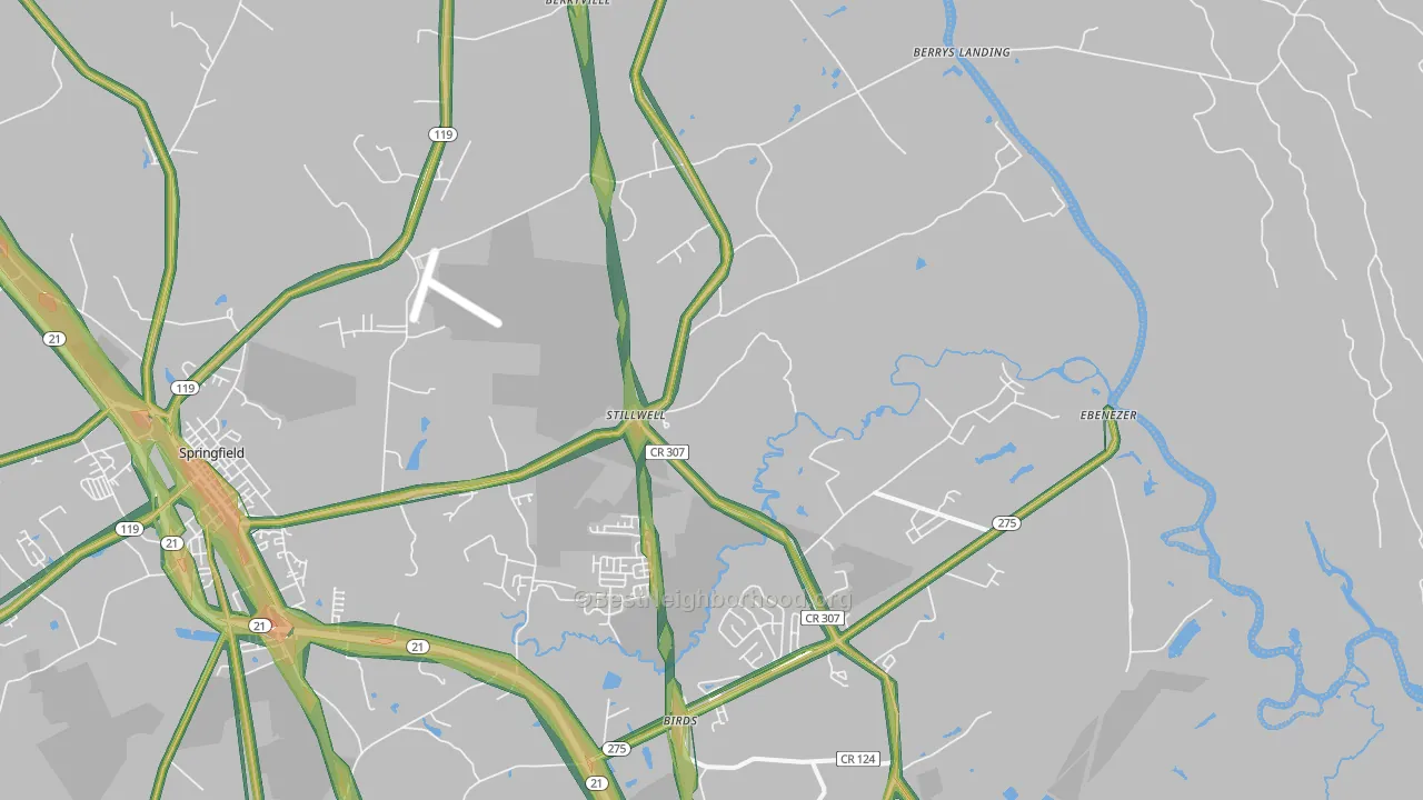 Stillwell, GA Map of Noise Levels in Stillwell