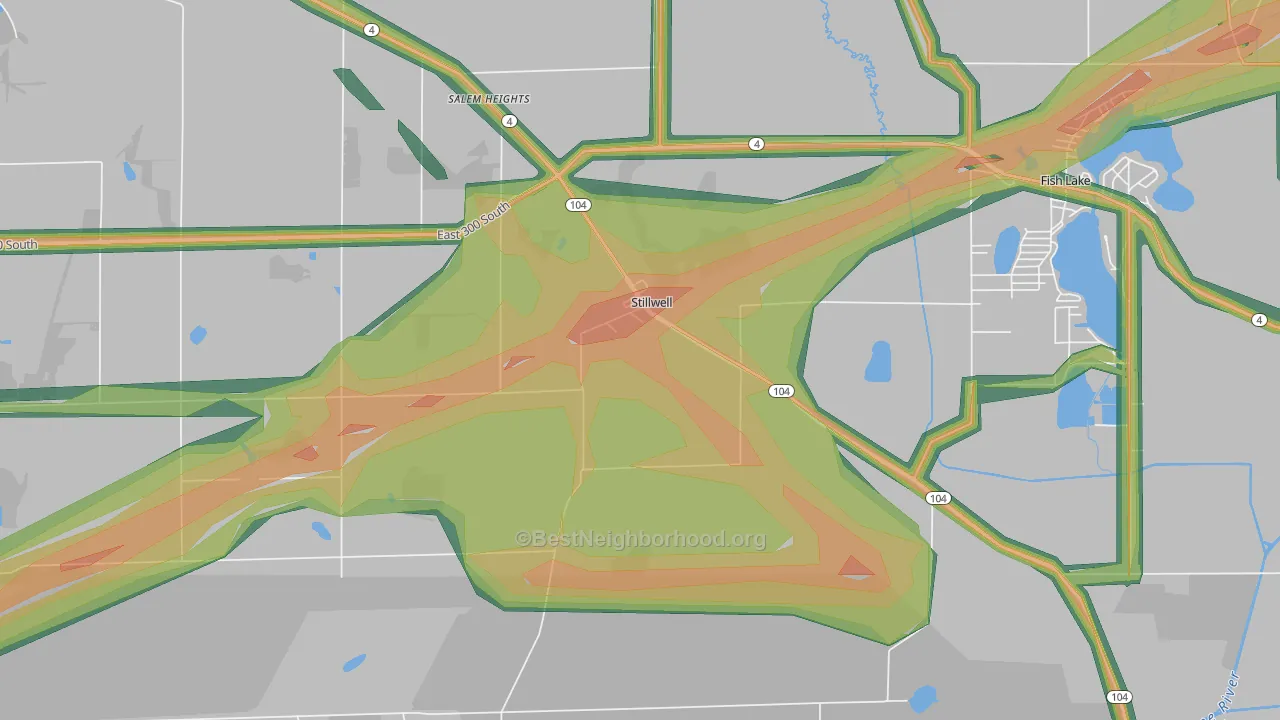 Stillwell, IN Map of Noise Levels in Stillwell