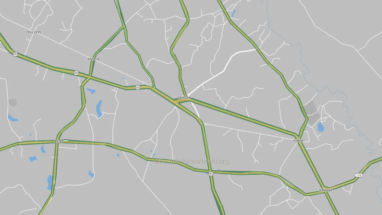 Stilson, GA Map of Noise Levels in Stilson