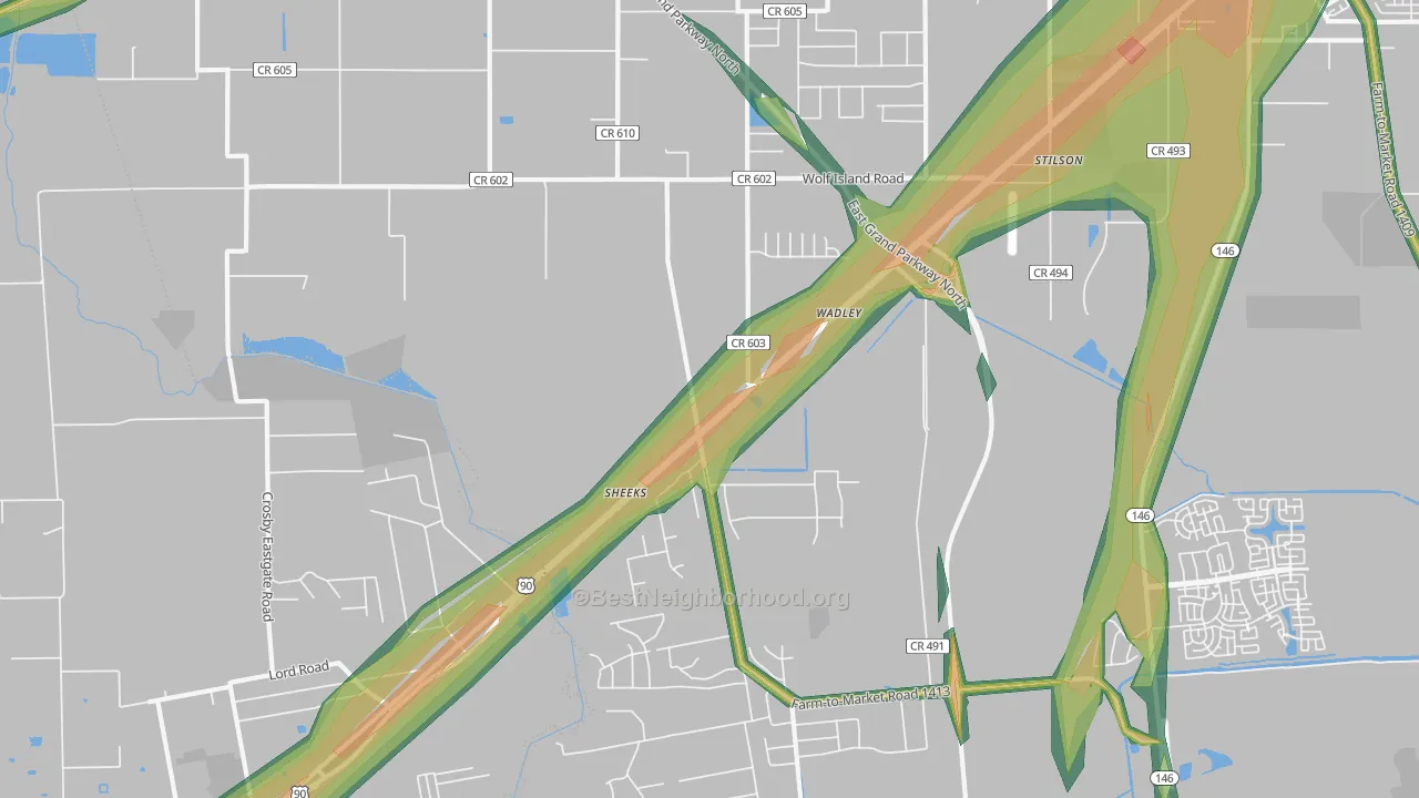 Stilson, TX Map of Noise Levels in Stilson