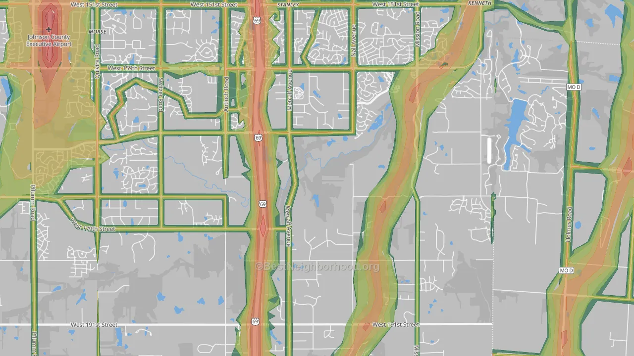Stilwell, KS Map of Noise Levels in Stilwell