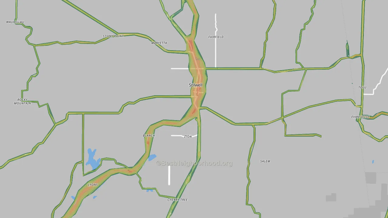 Stilwell, OK Map of Noise Levels in Stilwell