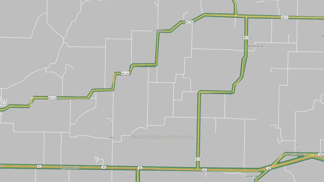 Stinson, MO Map of Noise Levels in Stinson