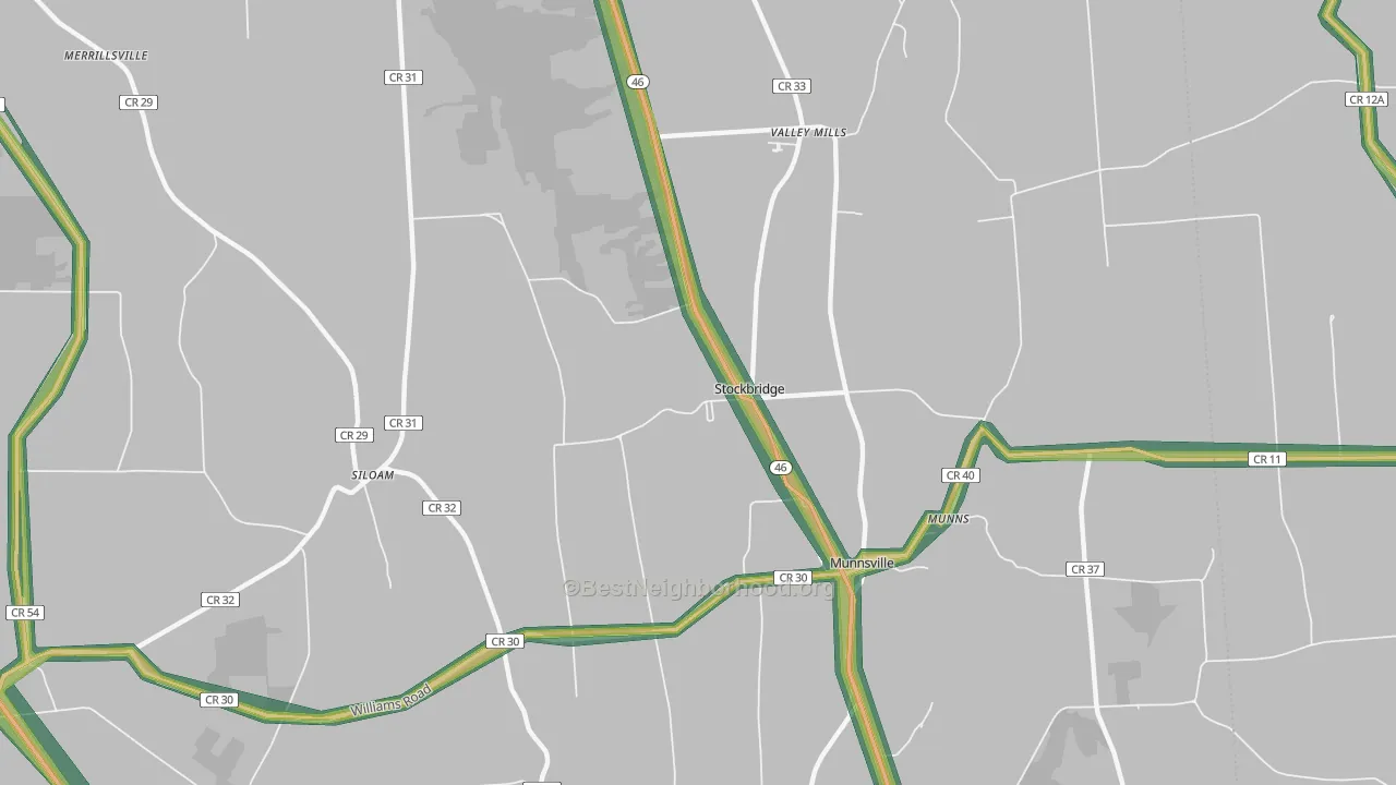 Stockbridge, NY Map of Noise Levels in Stockbridge