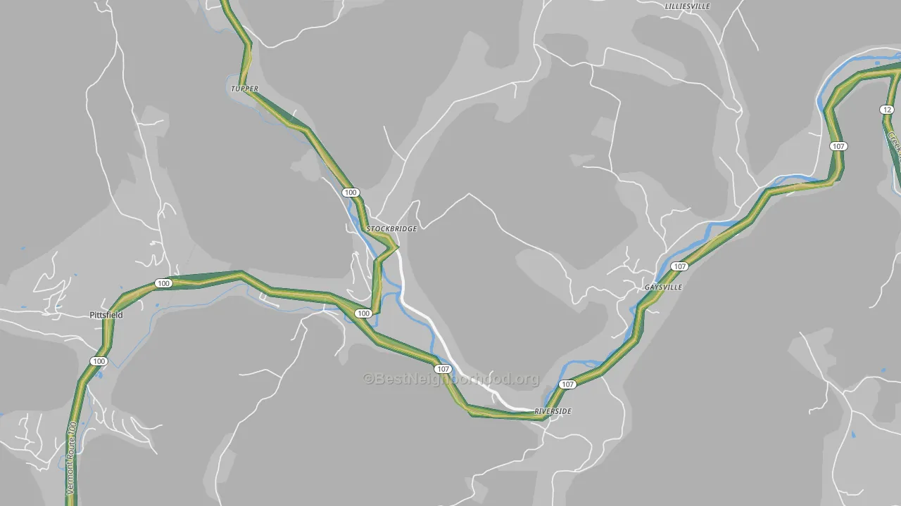 Stockbridge, VT Map of Noise Levels in Stockbridge