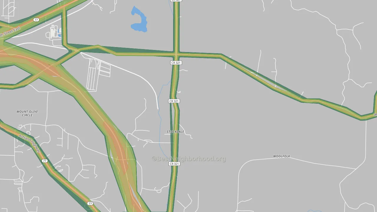 Stockdale, AL Map of Noise Levels in Stockdale