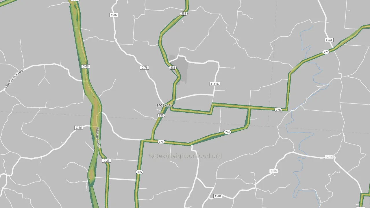 Stockdale, OH Map of Noise Levels in Stockdale