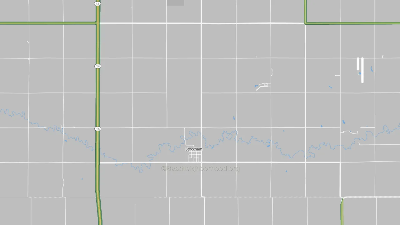 Stockham, NE Map of Noise Levels in Stockham