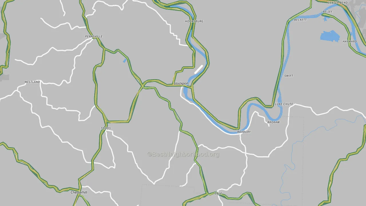 Stockport, OH Map of Noise Levels in Stockport
