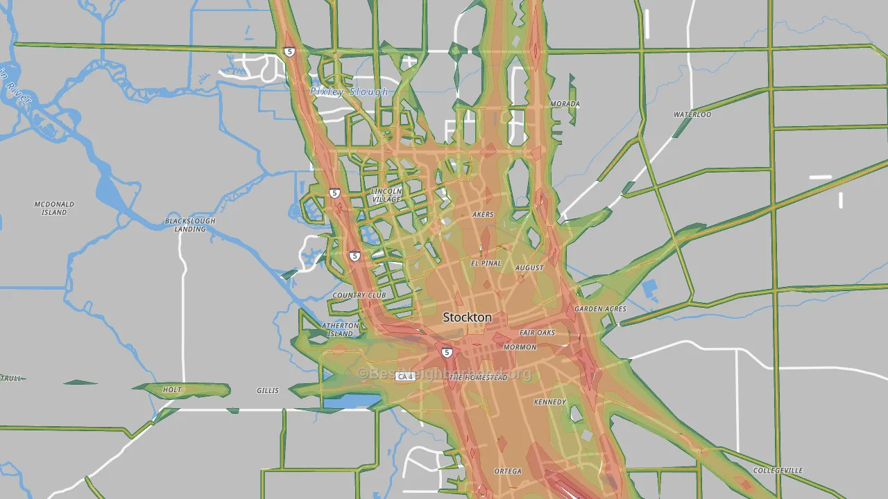 Stockton, CA Map of Noise Levels in Stockton