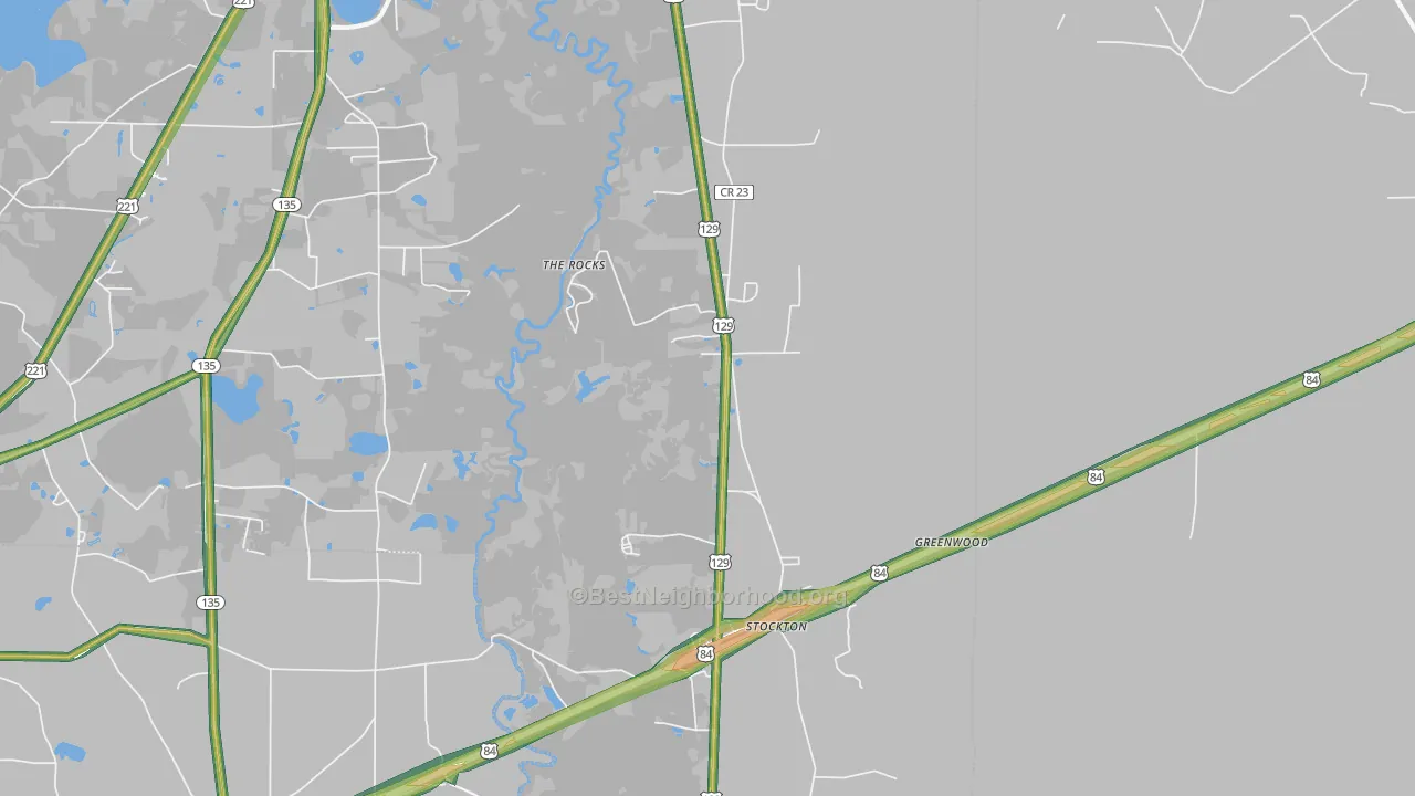 Stockton, GA Map of Noise Levels in Stockton