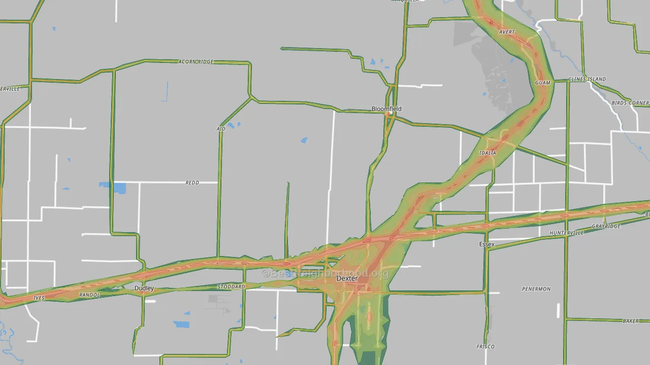 Stoddard County, MO Map of Noise Levels in Stoddard County