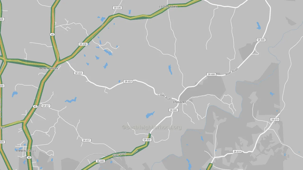 Stoddert, VA Map of Noise Levels in Stoddert