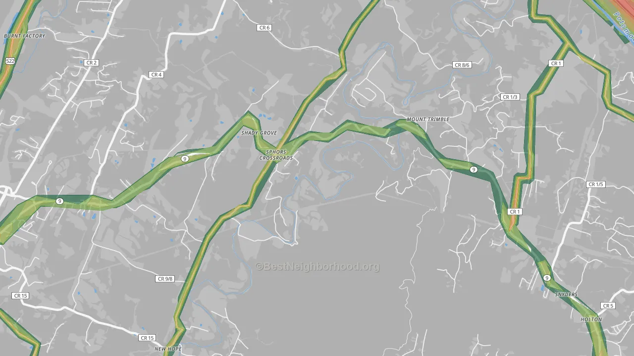 Stohrs Crossroads, WV Map of Noise Levels in Stohrs Crossroads