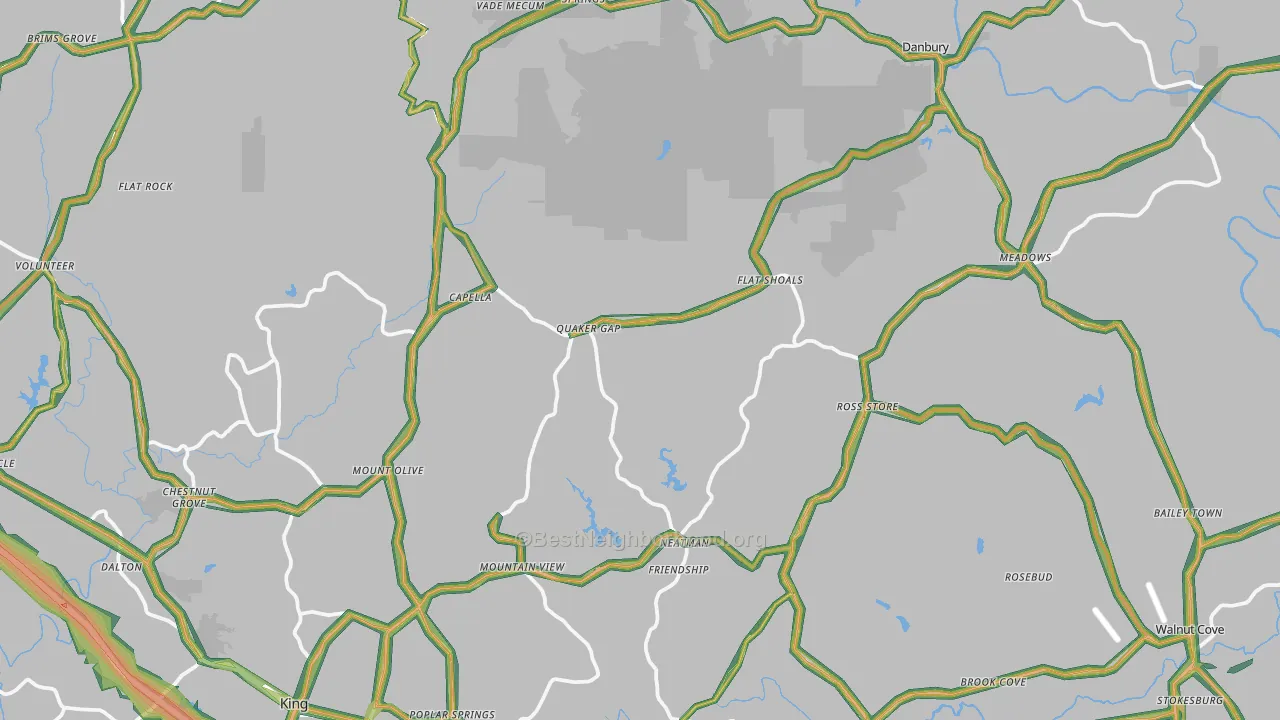 Stokes County, NC Map of Noise Levels in Stokes County