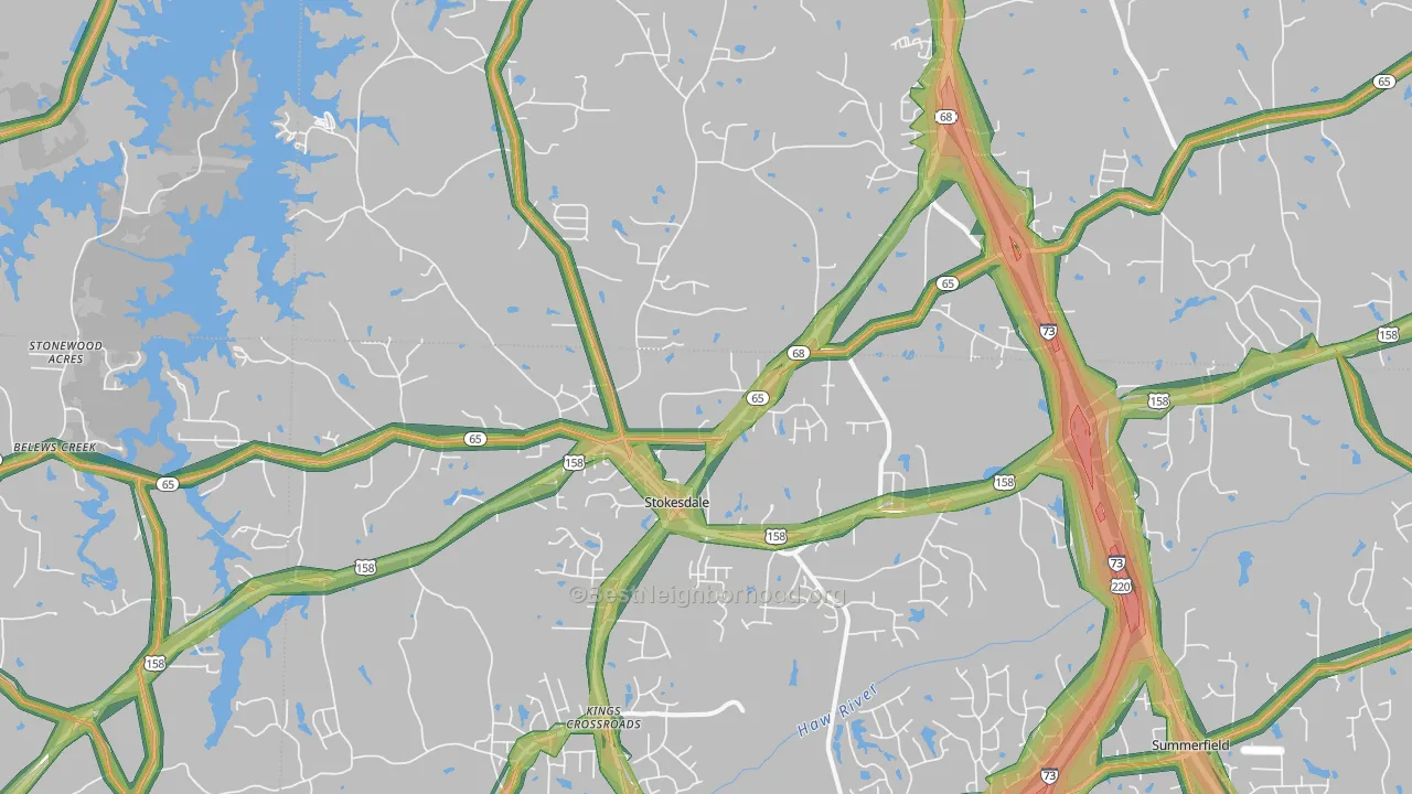 Stokesdale, NC Map of Noise Levels in Stokesdale