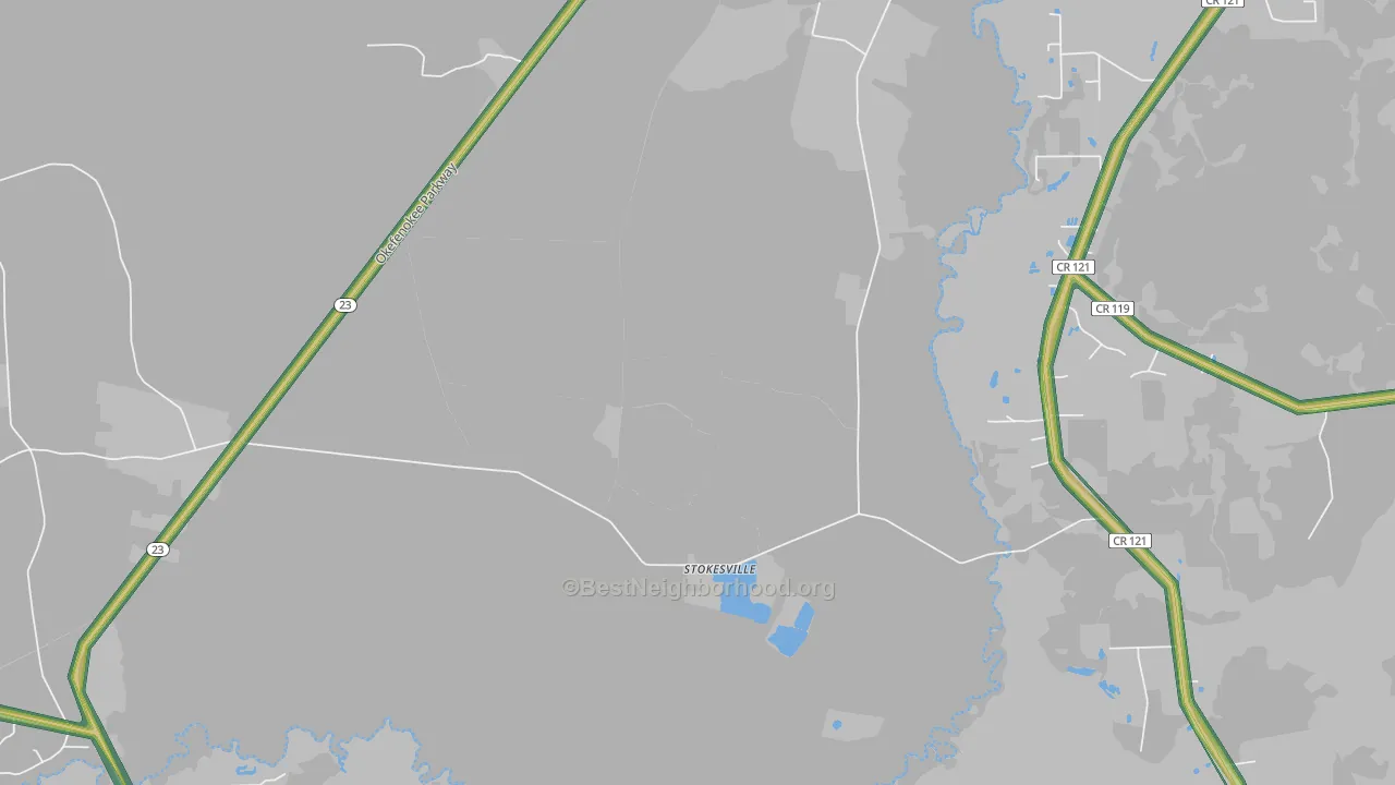 Stokesville, GA Map of Noise Levels in Stokesville