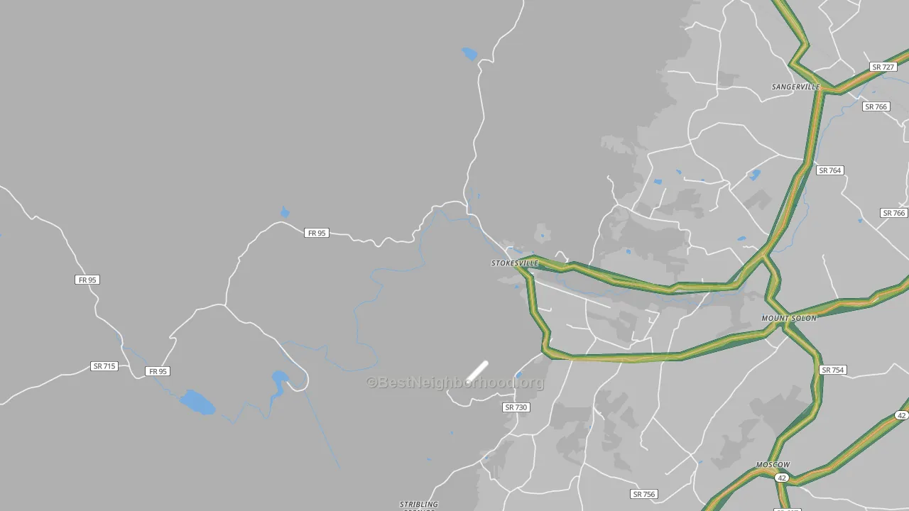 Stokesville, VA Map of Noise Levels in Stokesville