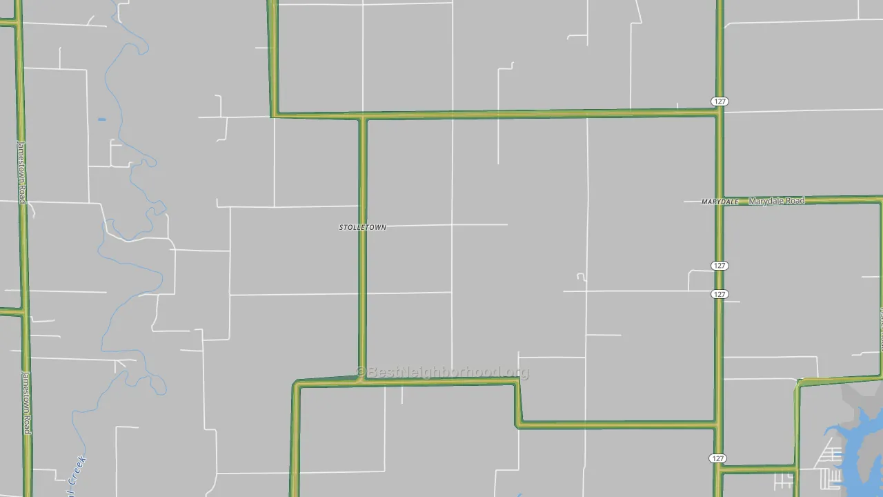 Stolletown, IL Map of Noise Levels in Stolletown