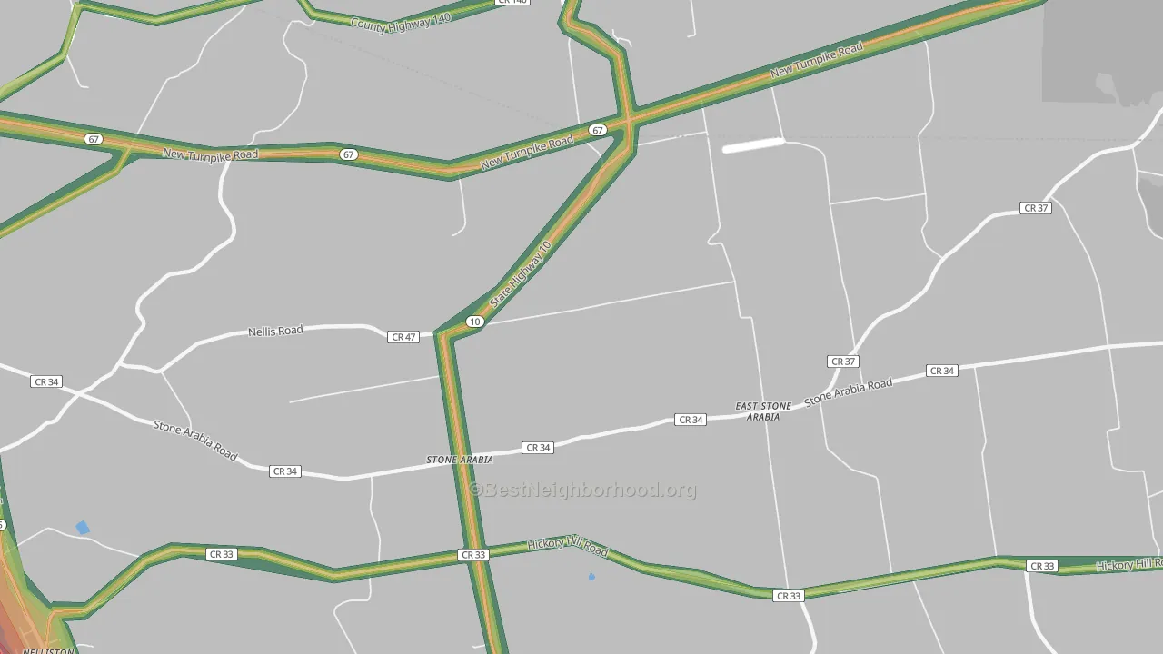 Stone Arabia, NY Map of Noise Levels in Stone Arabia