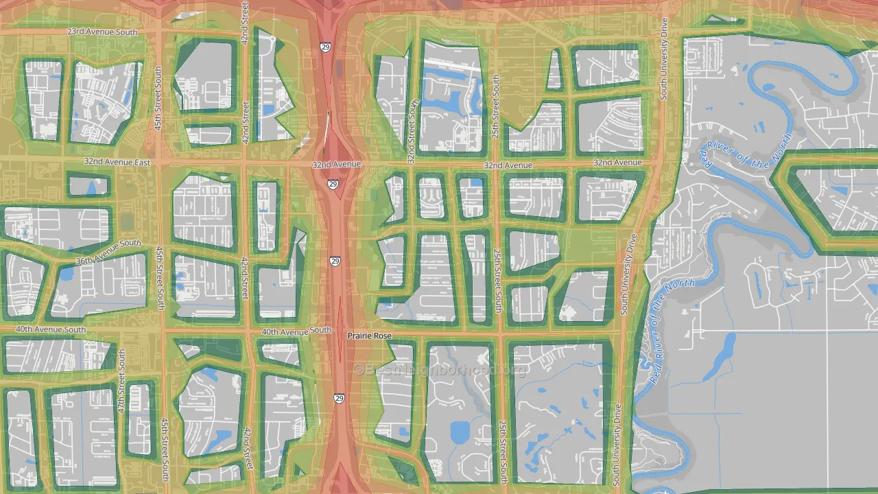 Stone Bridge, Fargo, ND Map of Noise Levels in Stone Bridge