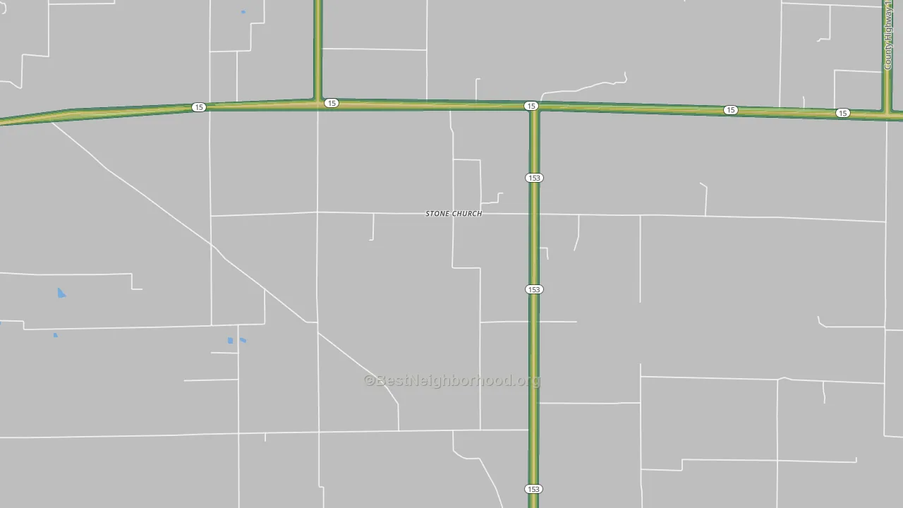 Stone Church, IL Map of Noise Levels in Stone Church