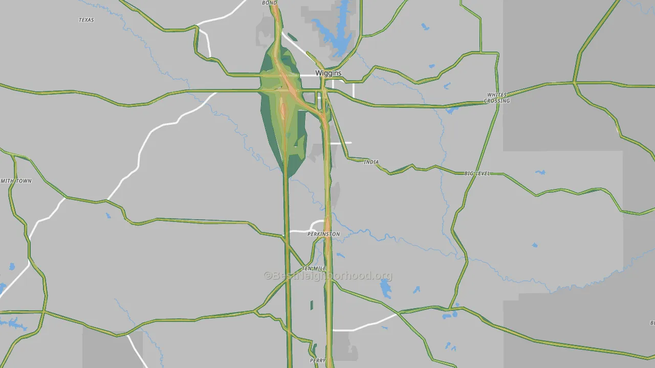 Stone County, MS Map of Noise Levels in Stone County
