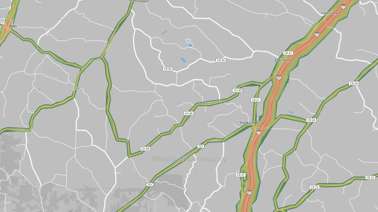 Stone Creek, OH Map of Noise Levels in Stone Creek