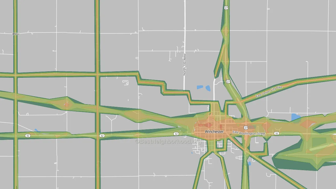 Stone, IN Map of Noise Levels in Stone
