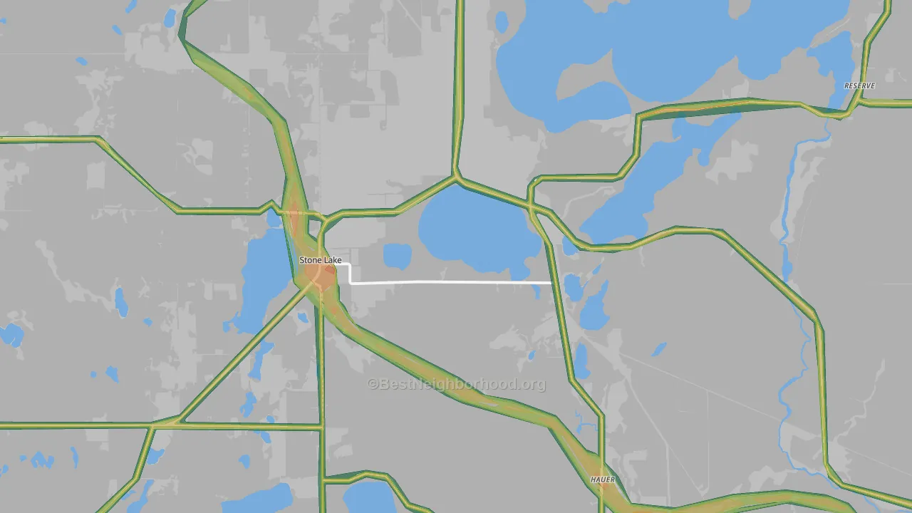 Stone Lake, WI Map of Noise Levels in Stone Lake